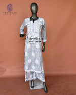 Mulmul Cotton Chikankari Kurti Palazzo Set