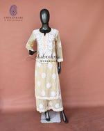 Mulmul Cotton Chikankari Kurti Palazzo Set