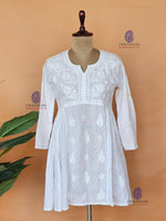 Cotton Hand Embroidery Chikankari White Short Kurti