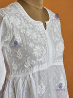 Cotton Hand Embroidery Chikankari White Short Kurti