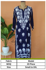 Modal Hand Embroidery Chikankari Straight Kurti