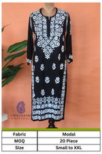 Modal Hand Embroidery Chikankari Straight Kurti