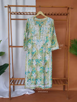 Mulmul Printed Long Straight Chikankari Kurti