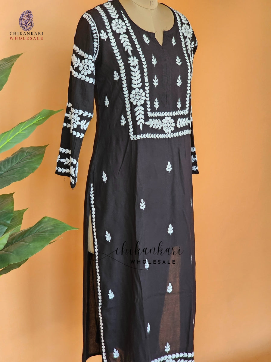 Rayon Trending Hand Embroidery Chikankari Straight Kurti