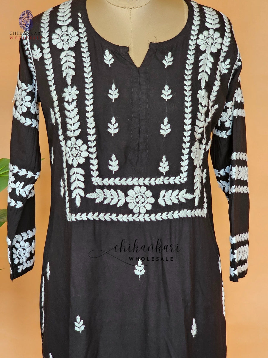 Rayon Trending Hand Embroidery Chikankari Straight Kurti