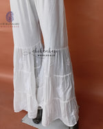 WHITE  MUSLIN THREE LAYER CHIKANKARI GARARA