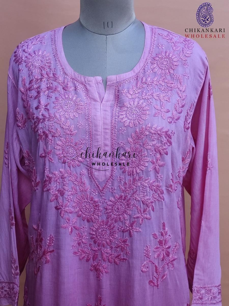 Modal Lucknawi Chikankari Straight Kurti