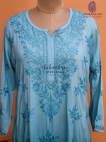 VISCOSE  LUCKNAWI CHIKANKARI STRAIGHT KURTI