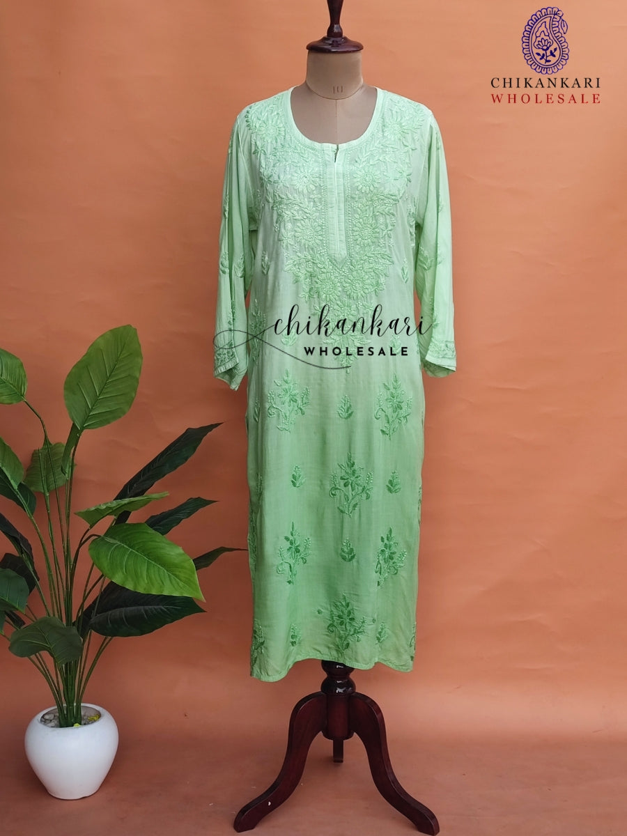 Modal Lucknawi Chikankari Straight Kurti