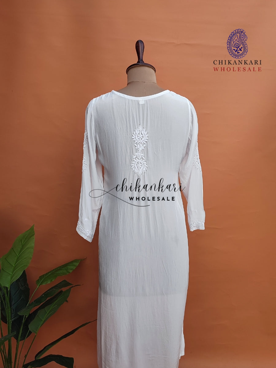 VISCOSE MUKAISH LUCKNAWI CHIKANKARI STRAIGHT KURTI