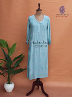 VISCOSE  LUCKNAWI CHIKANKARI STRAIGHT KURTI