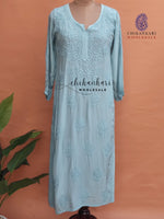 VISCOSE  LUCKNAWI CHIKANKARI STRAIGHT KURTI