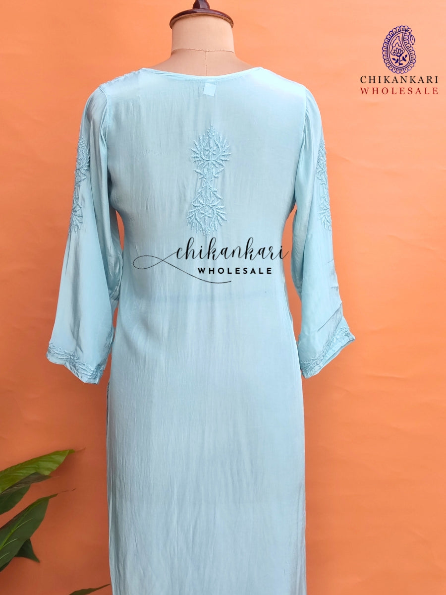 VISCOSE  LUCKNAWI CHIKANKARI STRAIGHT KURTI