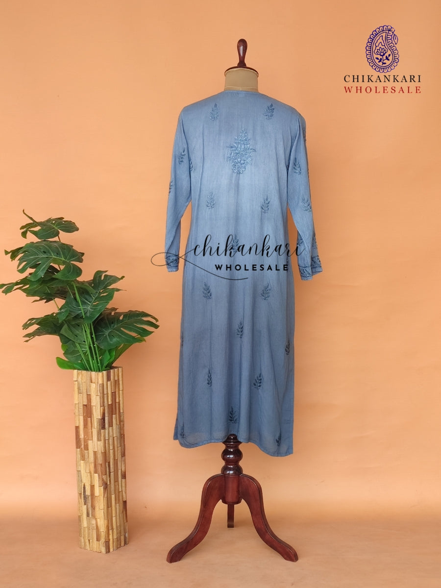 Modal Lucknawi Chikankari Straight Kurti