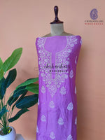 Un-stitched Chanderi Chikankari Kurtis