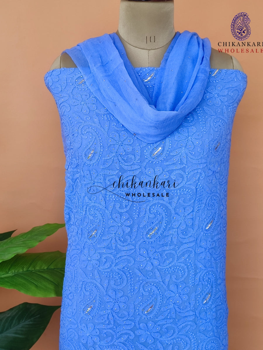 VISCOSE UN-STITCHED LUCKNAWI CHIKANKARI  SUIT