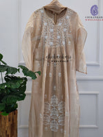 TISSUE SILK SEMI-STITCHED KURTI PIECE WITH DUPATTA