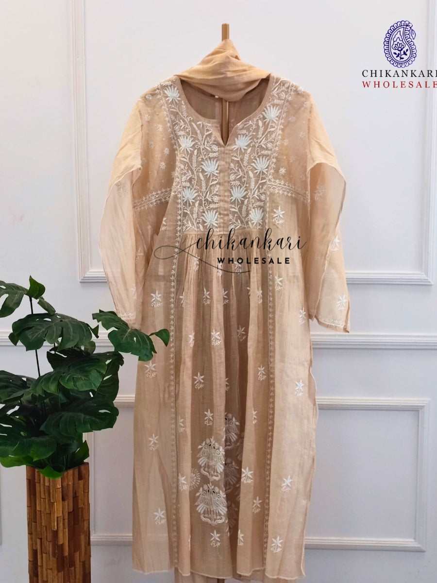 TISSUE SILK SEMI-STITCHED KURTI PIECE WITH DUPATTA