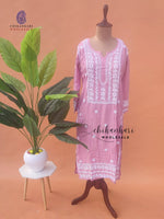 MUSLIN CHIKANKARI STRAIGHT KURTI