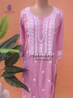 MUSLIN CHIKANKARI STRAIGHT KURTI