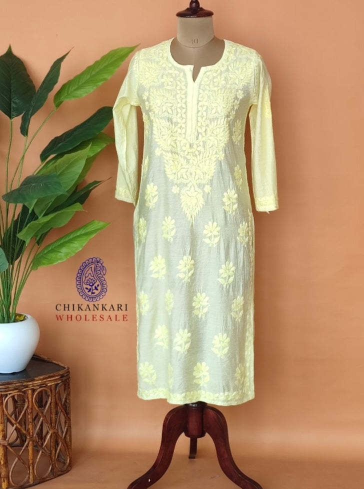 chanderi chikankari kurti buy wholesale price lucknow | Buy lucknowi chikankari kurti cheap rates | buy chikankari chanderi kurti for boutique