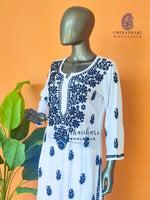 White Rayon Chikankari Straight Kurti Set in Wholesale