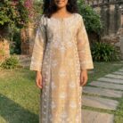 Tussar Silk Hand Embroidered Chikankari Kurti