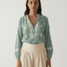 Viscose Ghaas Patti Chikankari shirt kurti wholesale front view