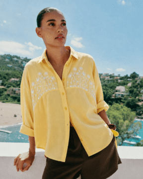 Yellow Cotton Chana Patti Chikankari Shirt Kurti