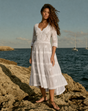 White Crepe Ghaas Patti Chikankari gown wholesale