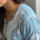 Maroon Muslin Ghaas Patti Chikankari straight kurti wholesale detail view