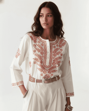 Chikankari shirt wholesale with colored Ghaas Patti embroidery