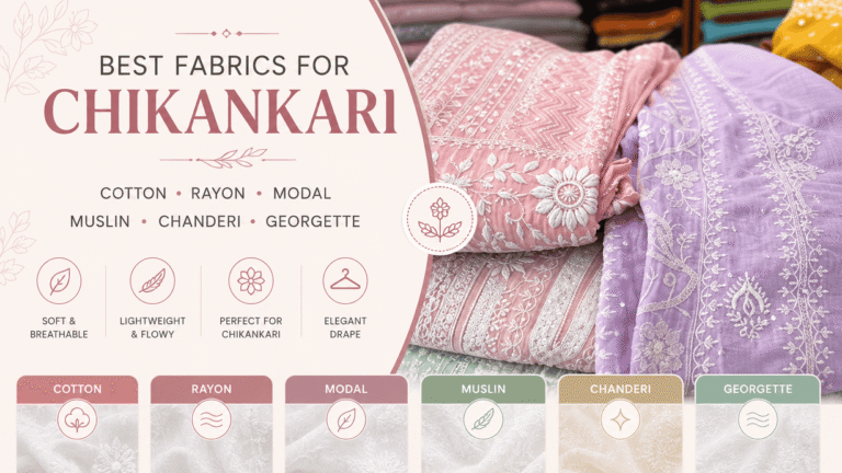 Best Fabrics for Chikankari: Cotton, Rayon, Modal, Muslin, Chanderi & Georgette Compared