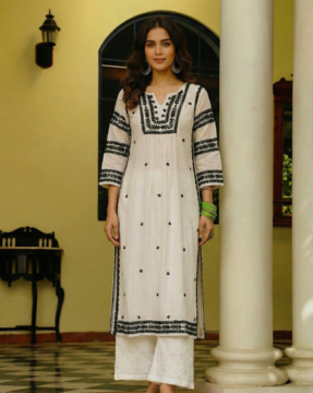 Rayon Ghaas Patti Chikankari straight kurti wholesale