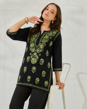 Rayon Ghaas Patti Chikankari short kurti wholesale