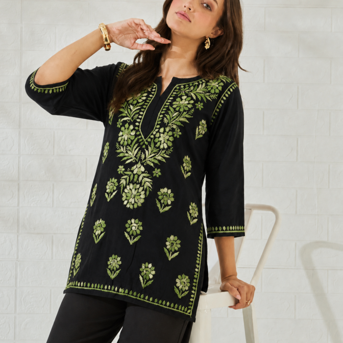 Rayon Ghaas Patti Chikankari Short Kurti Rayon Ghaas Patti Chikankari short kurti wholesale