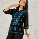 Wholesale Lucknow Chikankari clothing and fabric from Lucknow India, hand embroidered Chikan kurtis, kurta sets, suits, sarees, dupattas and dress material in (12)