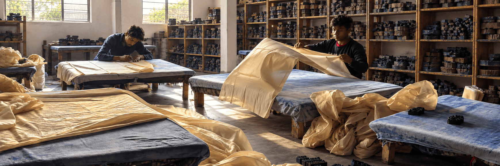 Shipping from Lucknow Packed Chikankari wholesale garments prepared for shipping from Lucknow to boutiques and international buyers
